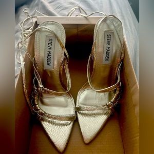 Beautiful gold snake print lace up stilettos only worn once!